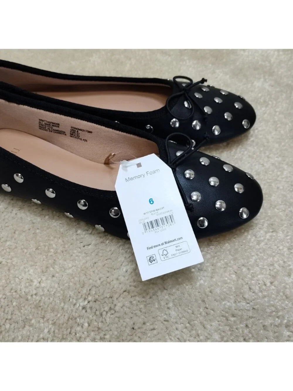 Time And Tru Studded Ballet Mary Jane Flats Loafers Slides Mules Slip-on US 6